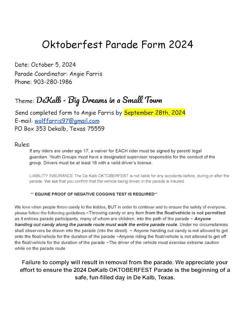 2024 Parade Form Picture