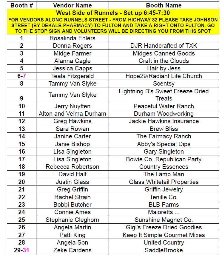 Vendor Booth Section 1 Vendor Booth Section 1