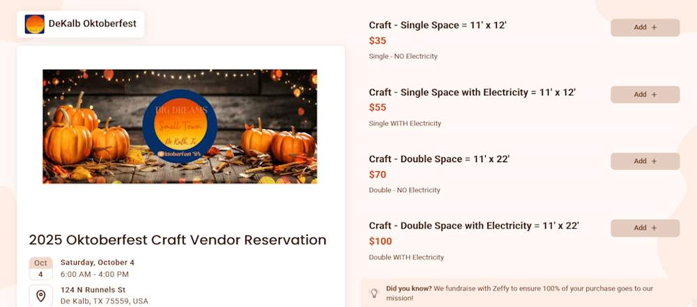 Zeffy 2025 Craft Vendor