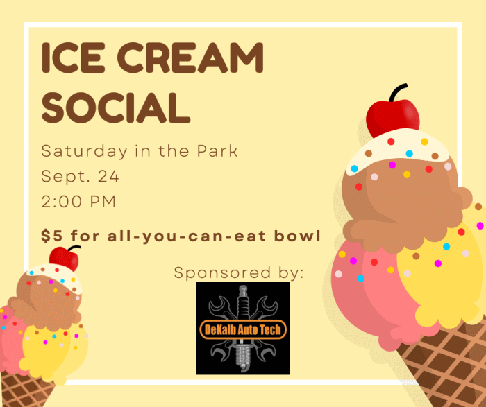 Ice Cream Social Saturday in the Park Ice Cream Social Saturday in the Park
